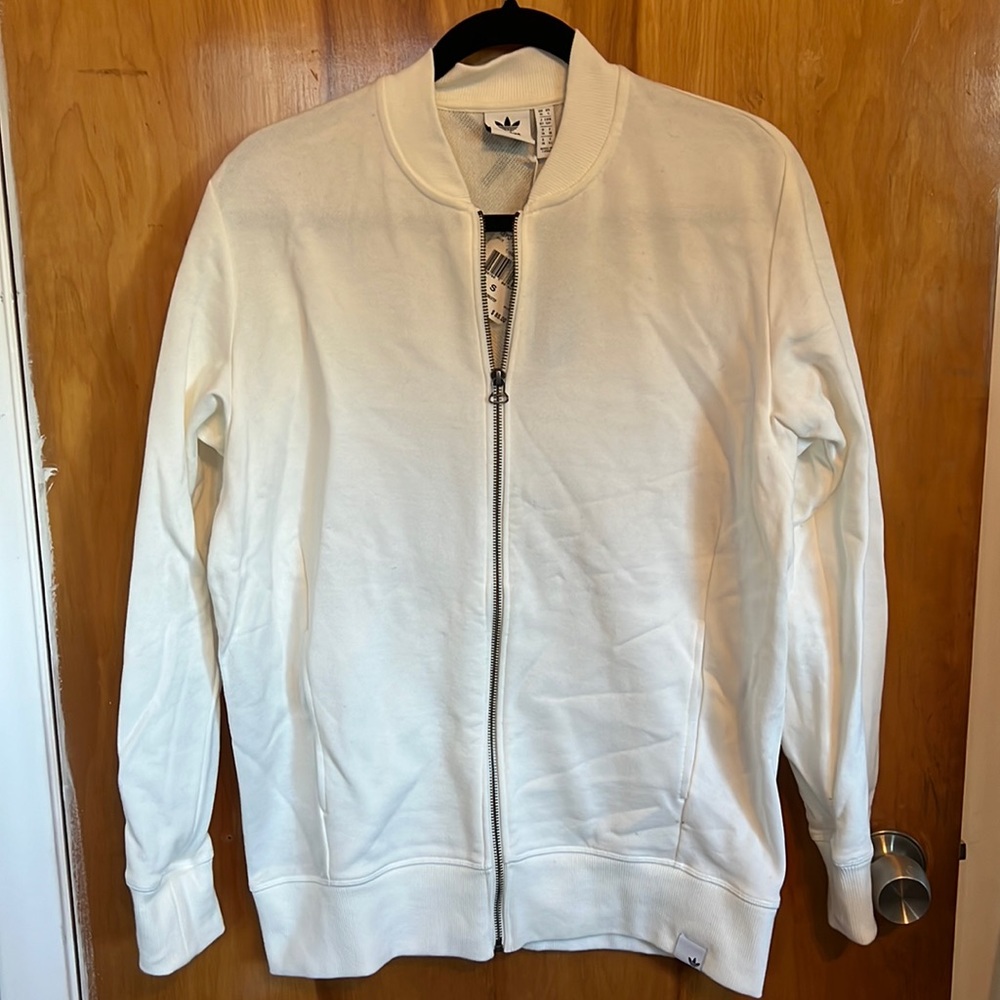 Adidas Long White Bomber Jacket